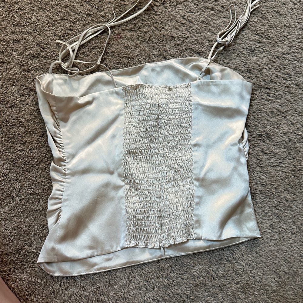 Reformation Cream Satin Cami with Adjustable Straps - Picture 2 of 2